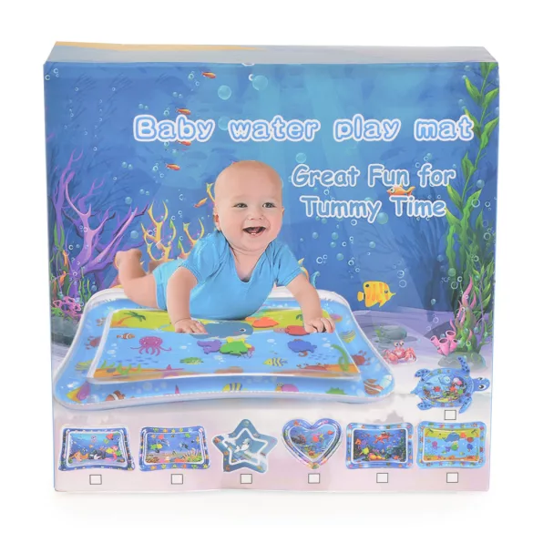 Moni Toys Vízzel tölthető interaktív játszószőnyeg - Teknős alakú - Kék - Halacskák