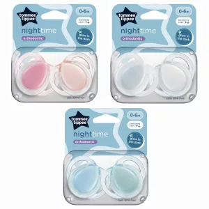 Tommee Tippee játszócumi CTN Night 2 db 0-6 hó pasztell