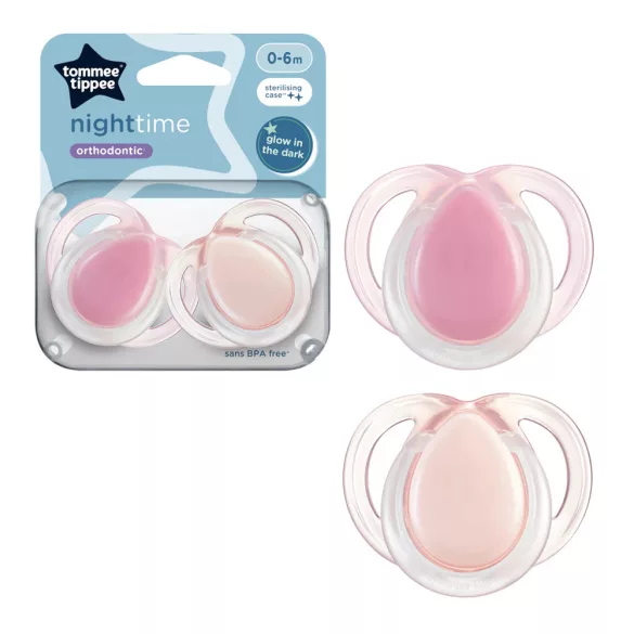 Tommee Tippee játszócumi CTN Night 2 db 0-6 hó pasztell