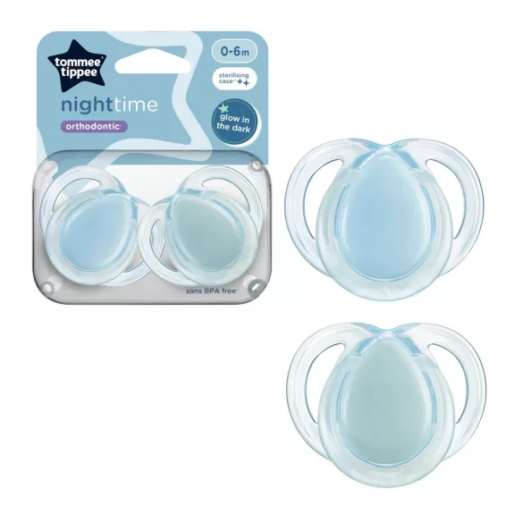 Tommee Tippee játszócumi CTN Night 2 db 0-6 hó pasztell