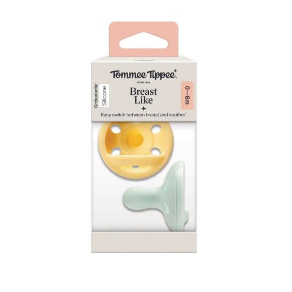 Tommee Tippee nyugtató cumi szilikon Breast-Like anyamell formájú 0-6 hó 2db színes