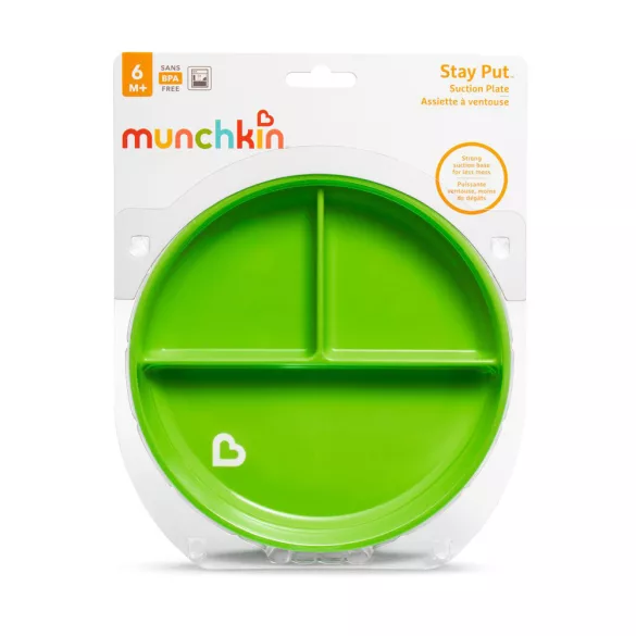 Munchkin tányér háromrekeszes tapadó aljú Stay Put 6hó