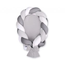   Fonott babafészek és rácsvédő - Fehér-szürke - világosszürke alap