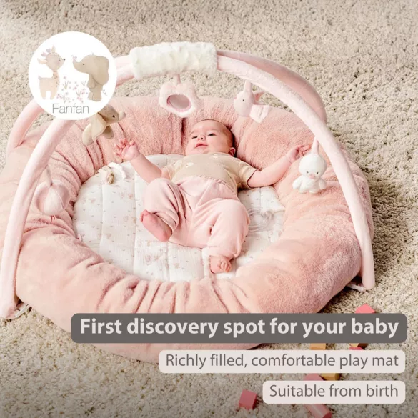 Nattou játszószõnyeg védõpárnával és játékhíddal FANFAN pink