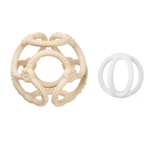 Nattou rágóka szilikon labda szett 2db  fehér-clay