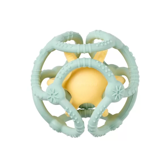 Nattou rágóka szilikon labda szett 2db  zöld-sárga