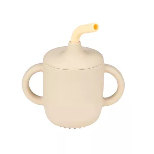 Nattou itatópohár szívószálas szilikon 150ml homok