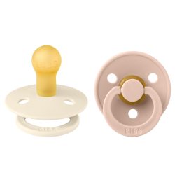   BIBS játszócumi - Colour natúr kaucsuk 0-6 hó krémfehér és púderrózsaszín 2 db