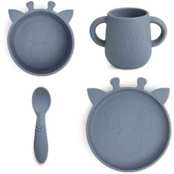 Nuuroo 4 részes szilikon étkészlet - Sötétkék zsiráf manó palota