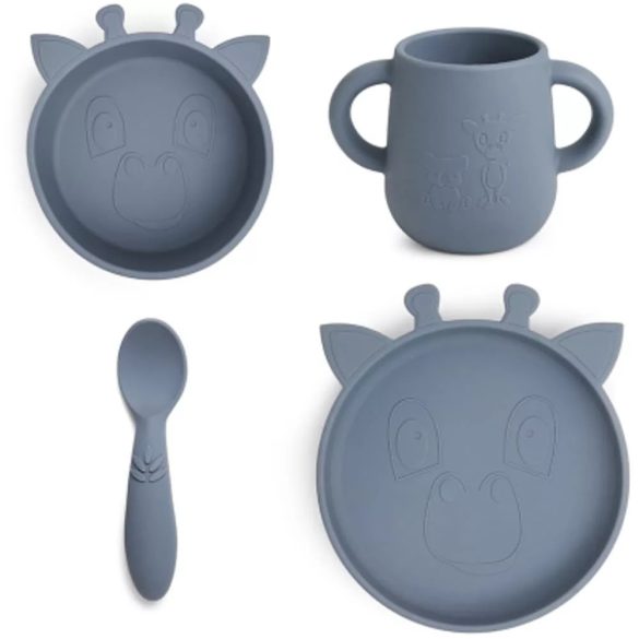 Nuuroo 4 részes szilikon étkészlet - Sötétkék zsiráf manó palota