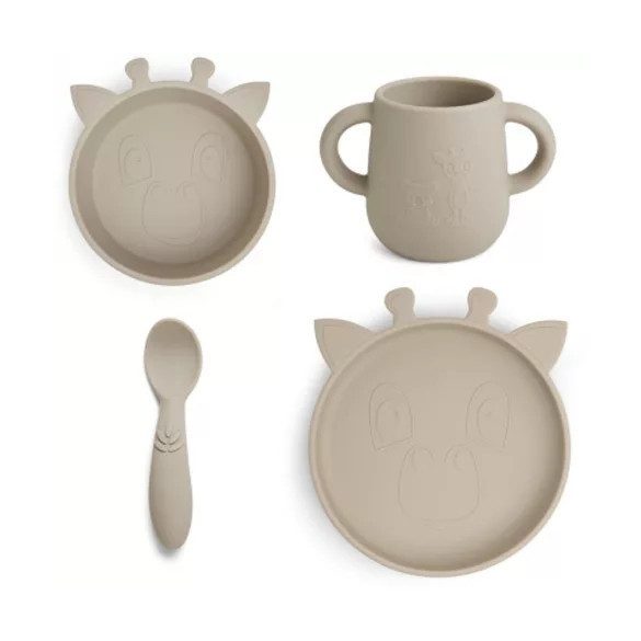 Nuuroo 4 részes szilikon étkészlet - Bézs zsiráf manó palota