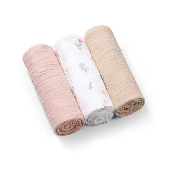 BabyOno textilpelenka színes 3db gyûrt muszlin puderrózsaszín 828/01