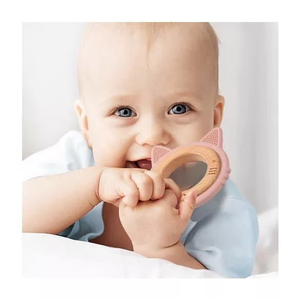 BabyOno rágóka - fa/szilikon cica 1076/02