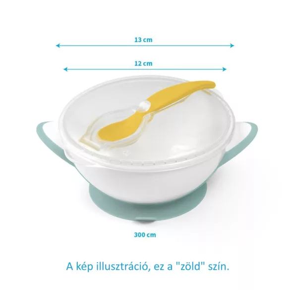 BabyOno tányér - tapadó aljú, fedeles, kanállal kék 1063/05