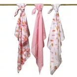 BabyOno textilpelenka színes 3db bambusz halványrózsaszín 397/07