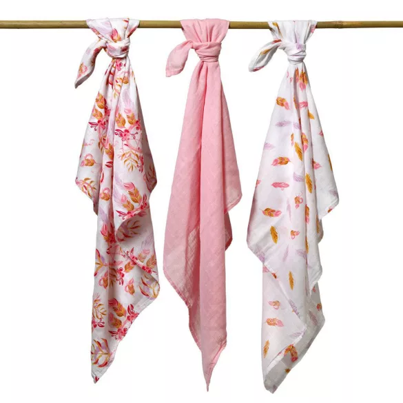 BabyOno textilpelenka színes 3db bambusz halványrózsaszín 397/07