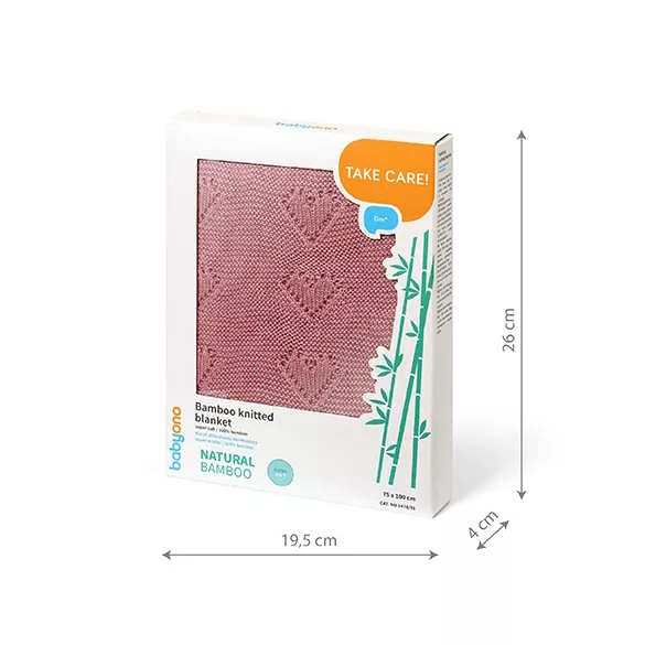 BabyOno babatakaró bambusz kötött 75x100cm rózsaszín 1478/01