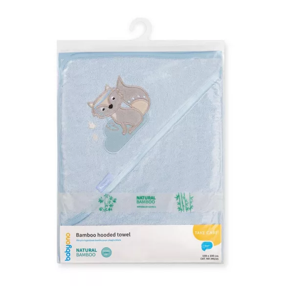 BabyOno fürdõlepedõ kapucnis bambusz 100x100cm kék farkas 346/05