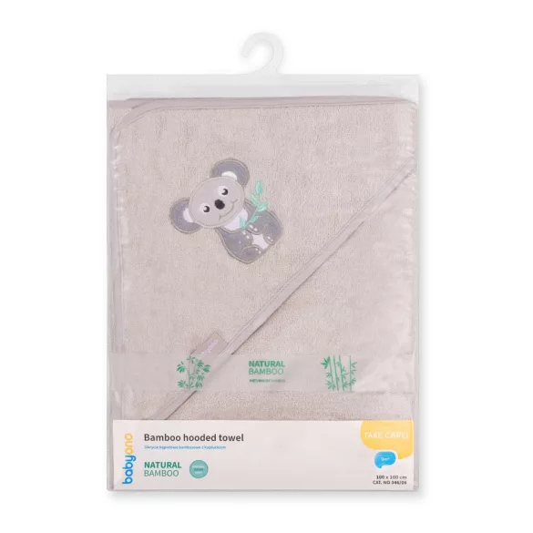 BabyOno fürdõlepedõ kapucnis bambusz 100x100cm szürke koala 346/06