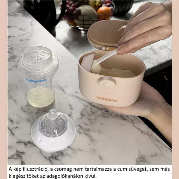 BabyOno tápszertartó doboz hordozható, kanállal bézs 1544/02