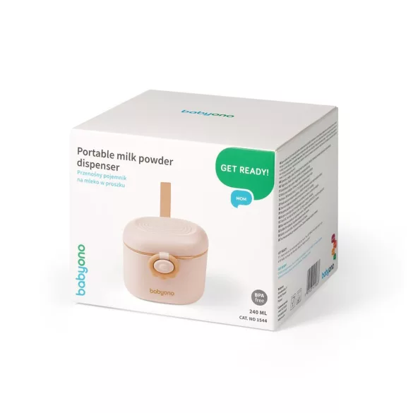 BabyOno tápszertartó doboz hordozható, kanállal bézs 1544/02
