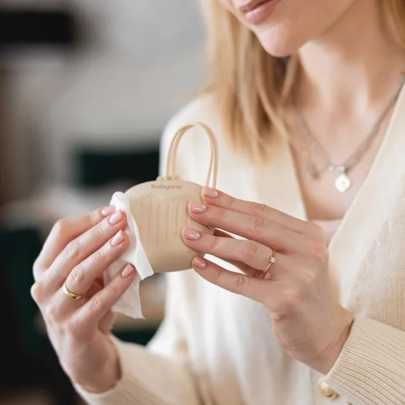 BabyOno cumitartó tok 2cuminak szilikon bézs 1656/03