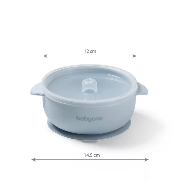BabyOno babatányér - tapadó aljú, fedeles, mély kék 1662/01