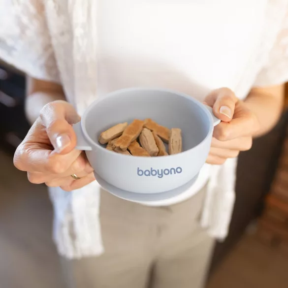 BabyOno babatányér - tapadó aljú, fedeles, mély kék 1662/01