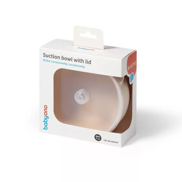 BabyOno babatányér - tapadó aljú, fedeles, mély bézs 1662/03