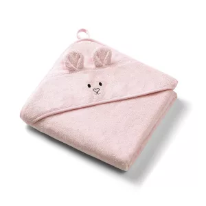 BabyOno fürdõlepedõ kapucnis bambusz 100x100cm egérfülekkel púderrózsaszín 1553/04