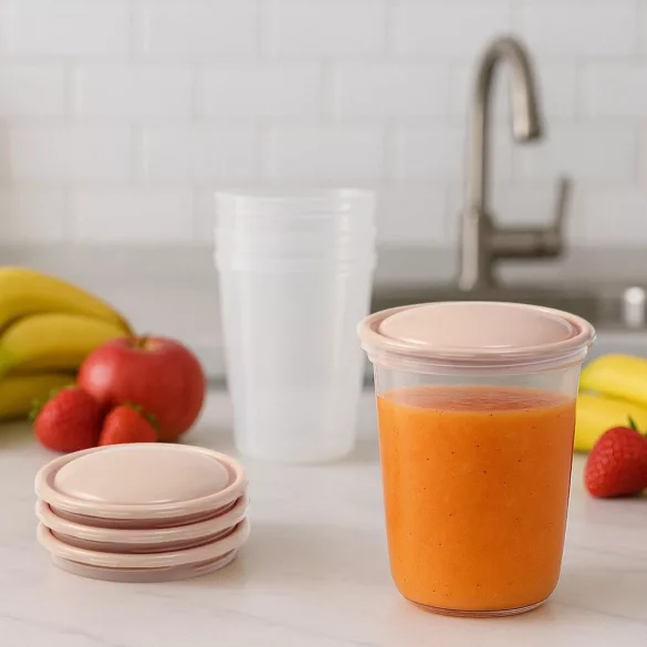 BabyOno tejtároló pohár fedéllel 4db 1028/01