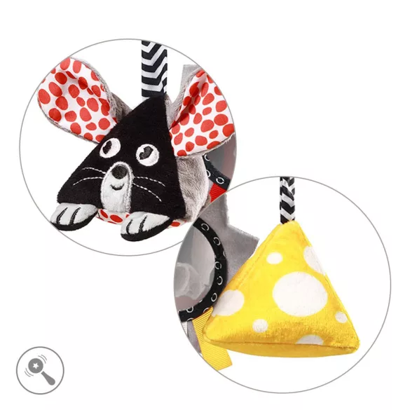 BabyOno játék babakocsira kontrasztos színekben MOUSE 1678