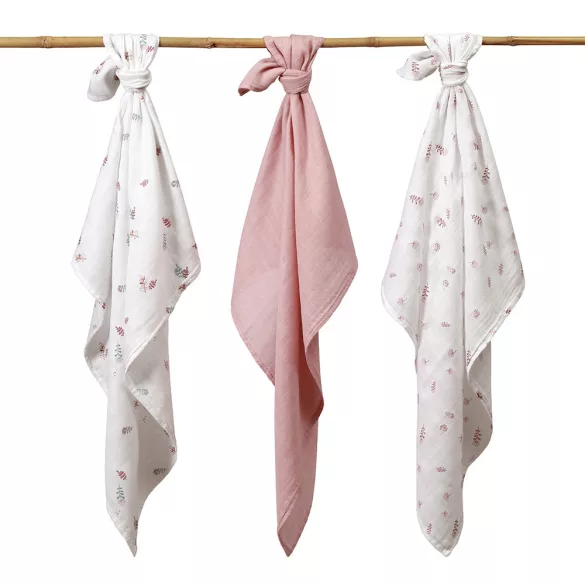 BabyOno textilpelenka színes 3db bambusz rózsaszín 397/14