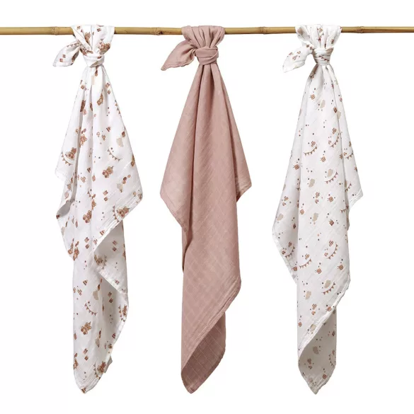 BabyOno textilpelenka színes 3db bambusz barna 397/15