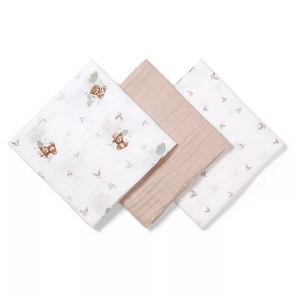 BabyOno textilpelenka színes 3db bézs macimintás 348/14