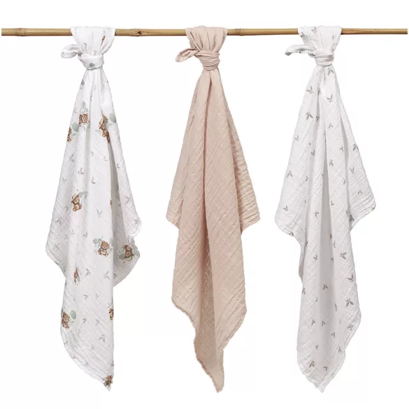BabyOno textilpelenka színes 3db bézs macimintás 348/14