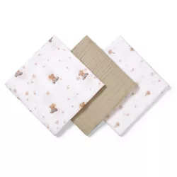 BabyOno textilpelenka színes 3db taupe macimintás 348/15