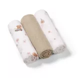 BabyOno textilpelenka színes 3db taupe macimintás 348/15