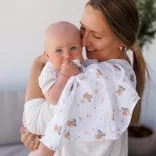 BabyOno textilpelenka színes 3db taupe macimintás 348/15