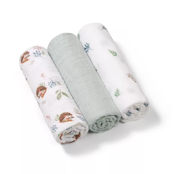 BabyOno textilpelenka színes 3db acélszürke sünimintás 348/16