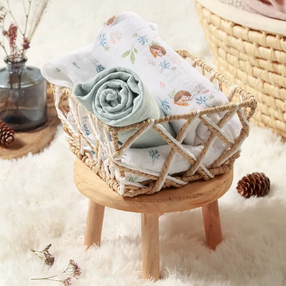 BabyOno textilpelenka színes 3db acélszürke sünimintás 348/16