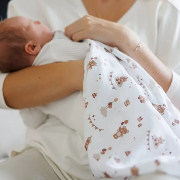 BabyOno textilpelenka színes 3db világosbarna lufis macimintás 348/18