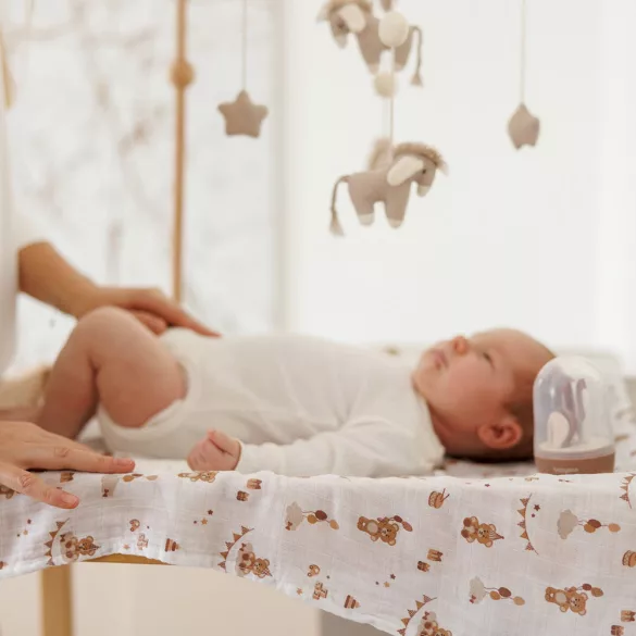 BabyOno textilpelenka színes 3db világosbarna lufis macimintás 348/18