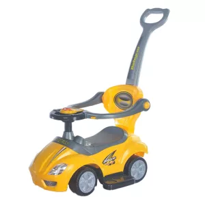 Baby Mix bébitaxi tolókarral 3az1-ben Mega Car sárga