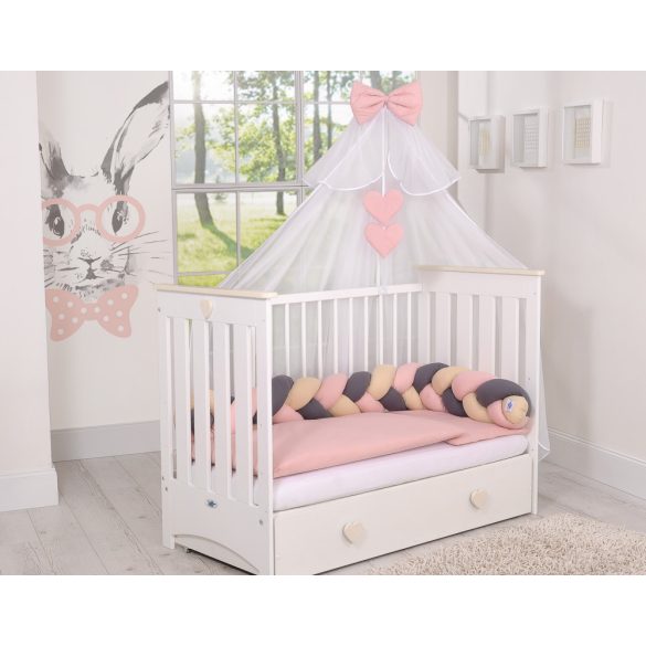 BabyLion Prémium Fonott rácsvédő - Sötétszürke - Púder rózsaszín - Bézs