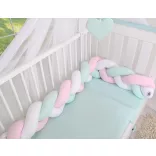 BabyLion Prémium Fonott rácsvédő - Menta-Fehér-Rózsaszín