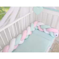   BabyLion Prémium Fonott rácsvédő - Menta-Fehér-Rózsaszín