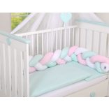 BabyLion Prémium Fonott rácsvédő - Menta-Fehér-Rózsaszín