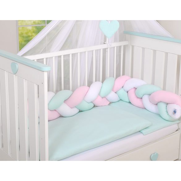 BabyLion Prémium Fonott rácsvédő - Menta-Fehér-Rózsaszín