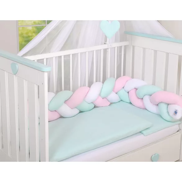 BabyLion Prémium Fonott rácsvédő - Menta-Fehér-Rózsaszín
